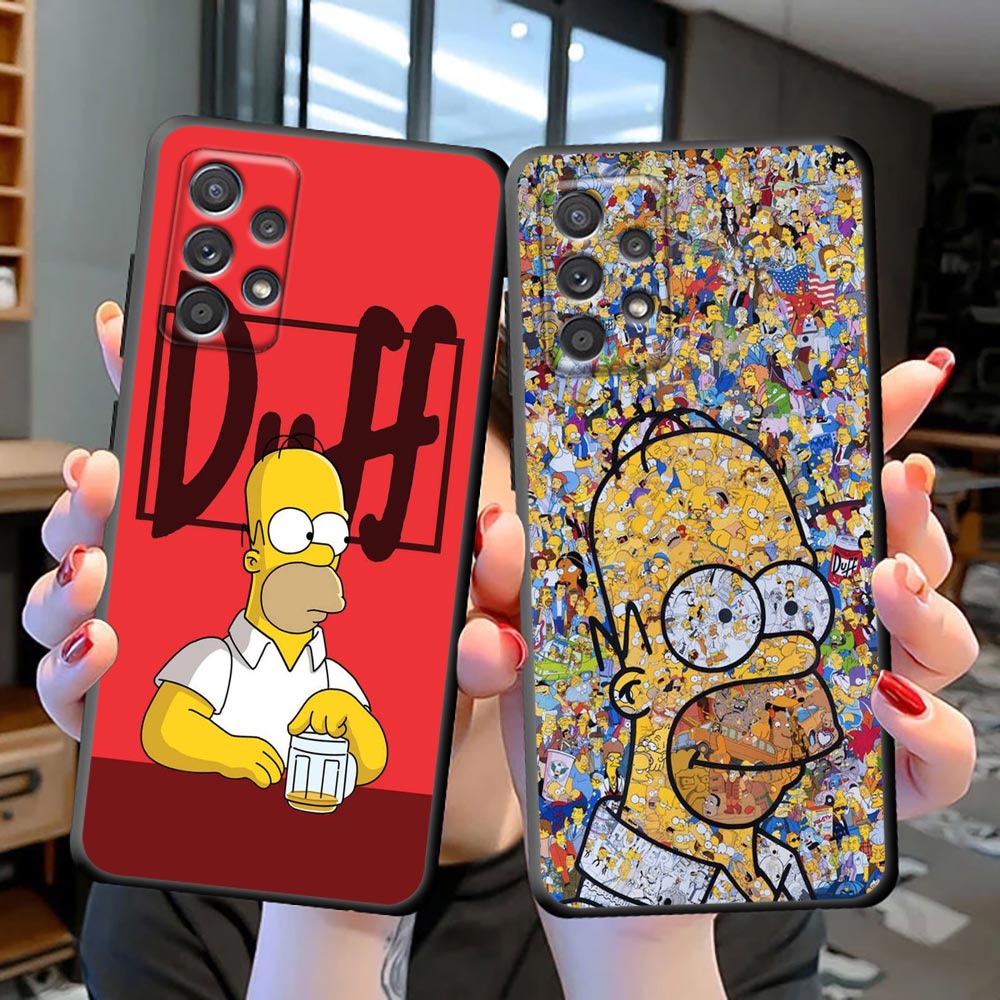 Anime Cool A Caixa De Telefone Celular S-Simpsons TPU Preta Para Samsung Galaxy S23 S22 S21 S20 Ultra Plus S20Fe S10 Lite S10E S9 S8 S7 S6 Edge