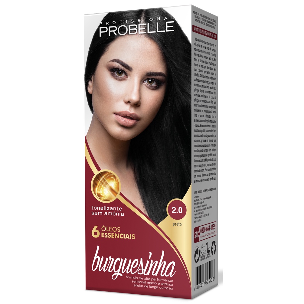 Tonalizante sem Amônia Burguesinha Probelle 2.0 PRETO probelle em Oferta na Shopee