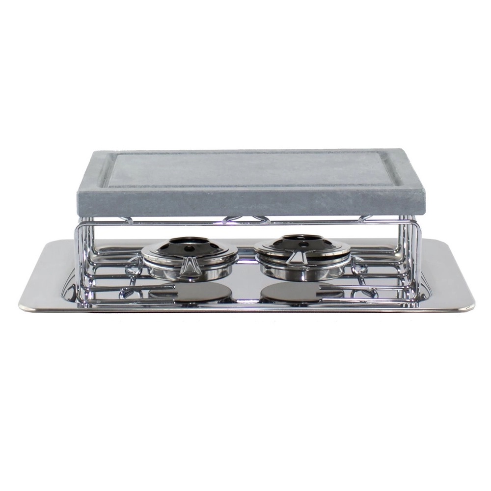 Rechaud Fondue Pedra Sabão Pizza Carne Legumes Inox Duplo