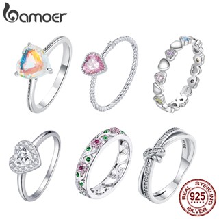 Bamoer 925 Anel De Prata Jóias Da Moda Para Mulheres Amantes Das Meninas Tamanho 9