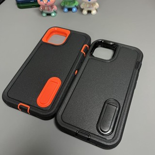Preto 3 Em 1 Estojo De Borracha Espessada Para Iphone 15 14 13 12 11 Pro Max 7 8 Plus X Xr Xsmax 6 6s Transparente À Prova De Choque Com Suporte De