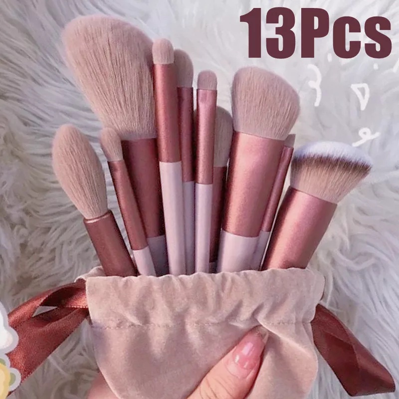 13pcs Pincéis Macios De Maquiagem Eyeliner Eye Shadow Brush Cosmetic Foundation Blush Pó De Beleza