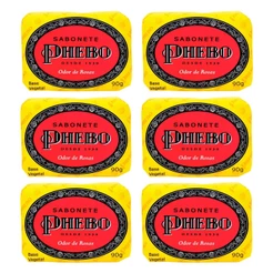 Kit - 6 Sabonetes em Barra Glicerinado Odor de Rosas de 90g - Phebo