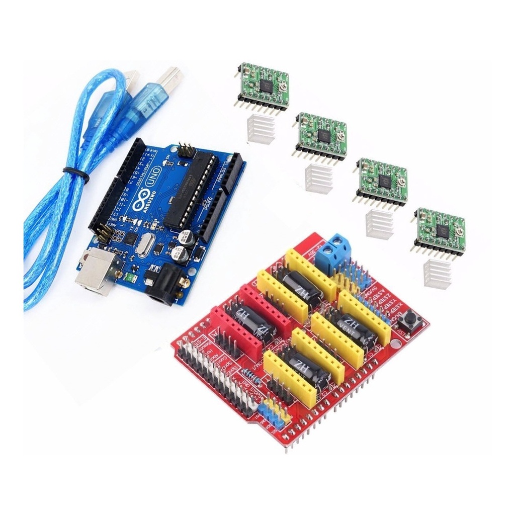 Kit Cnc Shield V3 3d 4x Drives A4988 Arduino Rev3 Uno Reprap