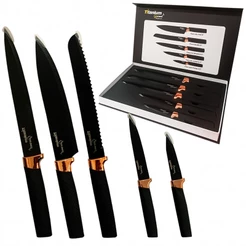 Kit Jogo De Facas Gourmet De 5 Peças Aço Inox Cozinha Luxo Design Moderno Profissional Resistente