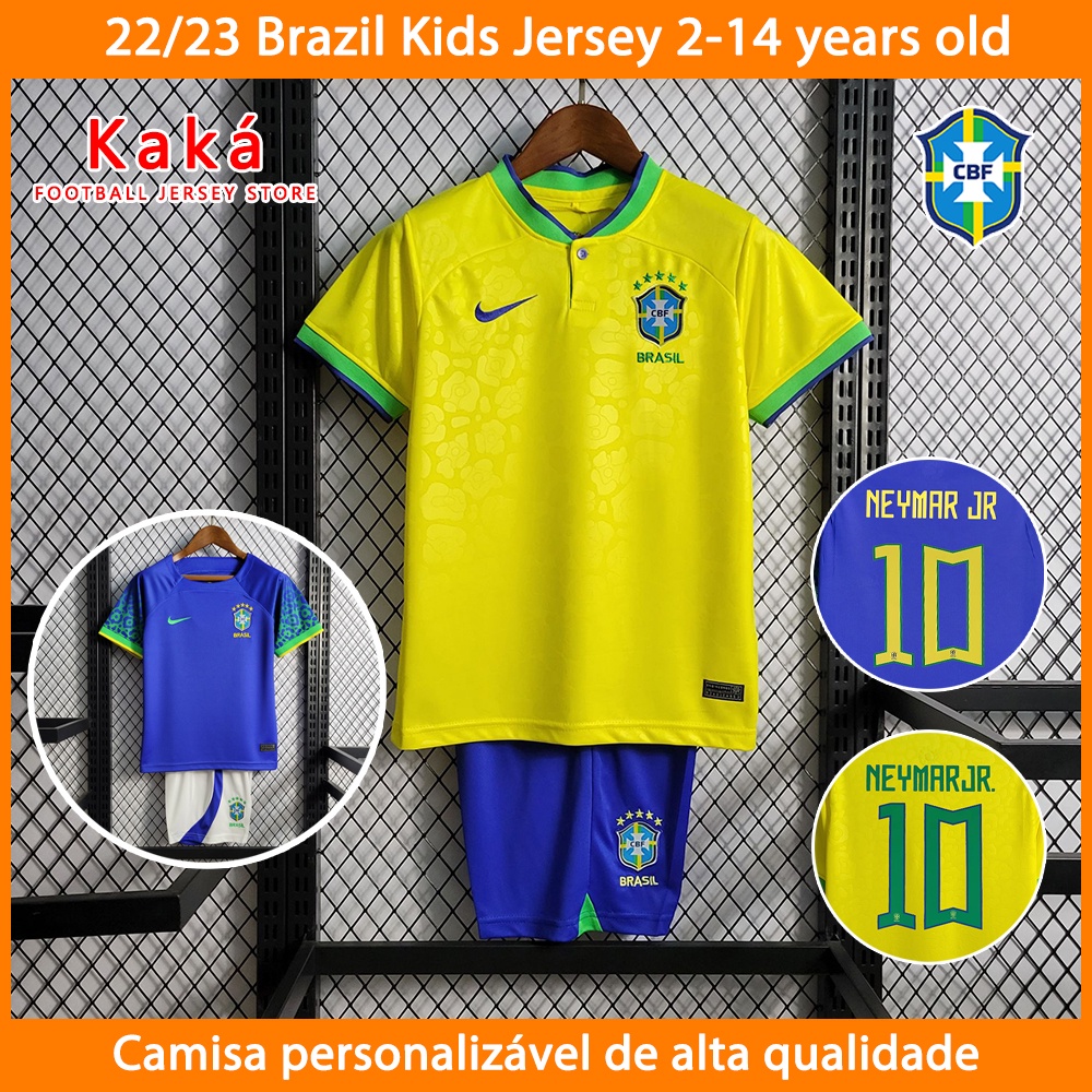 2022 2023 Brasil Camisa De Futebol Home Infantil Kit - Corre Que Ta  Baratinho