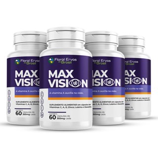 Kit 4 Max Vision Luteína Zeaxantina Vitaminas para os Olhos Vitaminas C A E e Zinco 60 cápsulas Floral Ervas