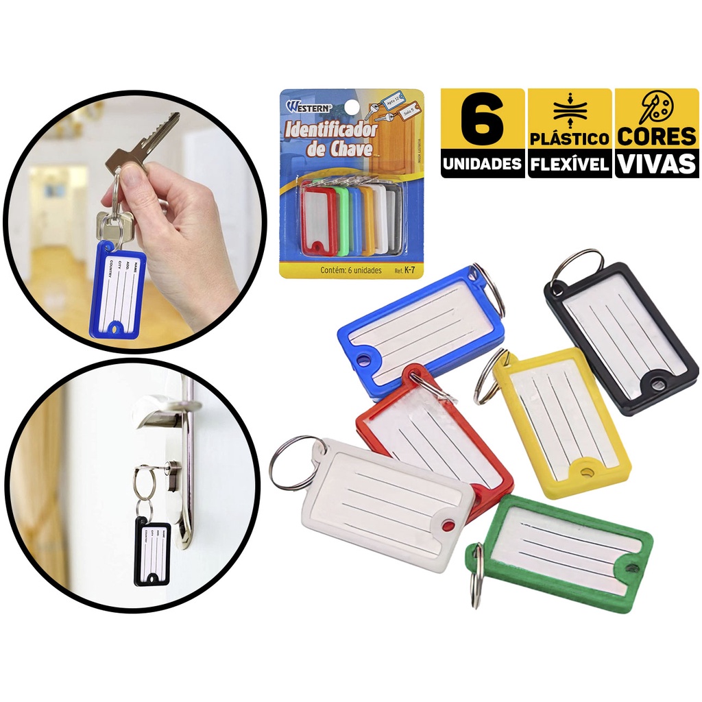 Kit Chaveiro Identificador De Chaves K-7 Western 6 Unidades K-7