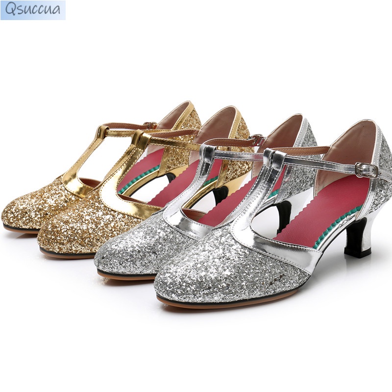 Qsuccua Novo Estilo De Dança Para Senhoras Adultas Latino Interior E Exterior Sapatos De Sola Macia De Salto Baixo