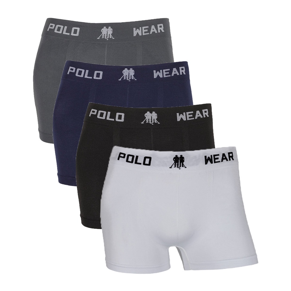 Kit 4 Cuecas Box Microfibra Lisa Sem Costura Polo Wear em Oferta na Shopee