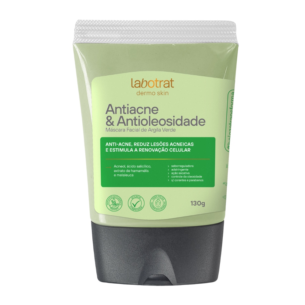 Máscara Antiacne Facial Argila Verde Melaleuca Labotrat 130g - Beauty