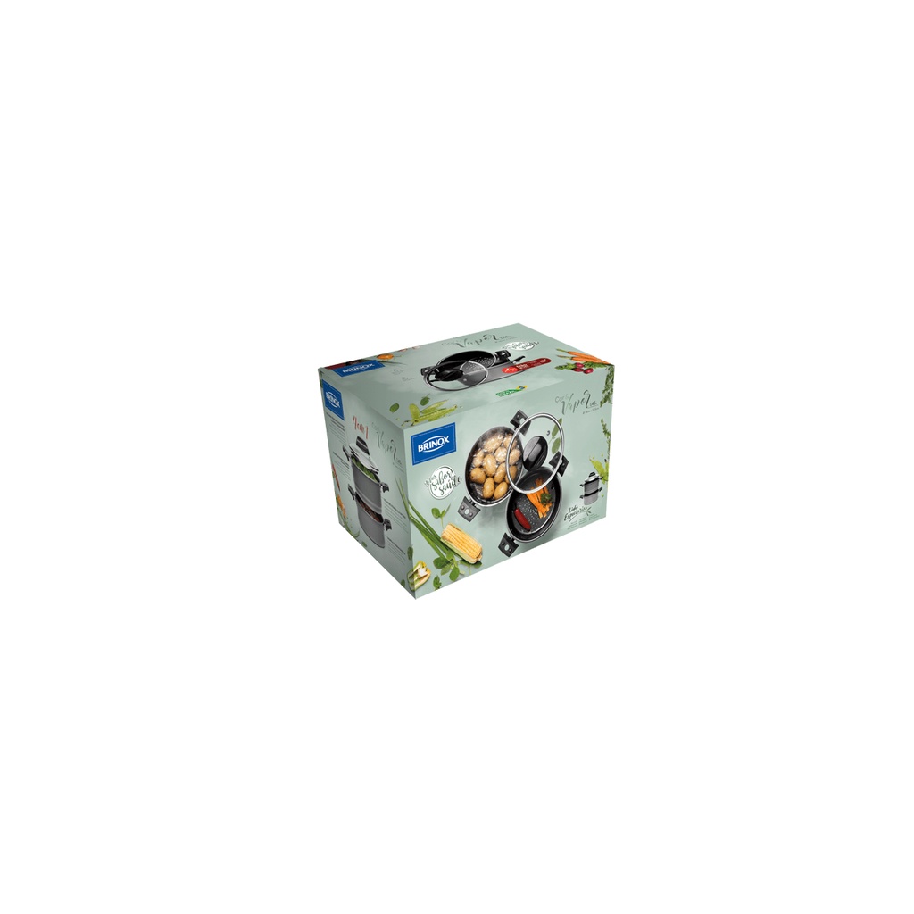 Detalhes do Panela Cozi Vapore 4 Em 1 Caçarola Cuscuzeira Escorredor Brinox Especiarias 16 cm Prata