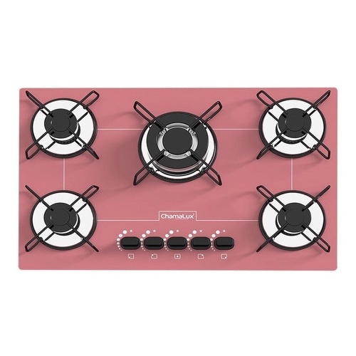 Fogão Cooktop Chamalux 5 Bocas Tripla Chama Rosa 110v/220v