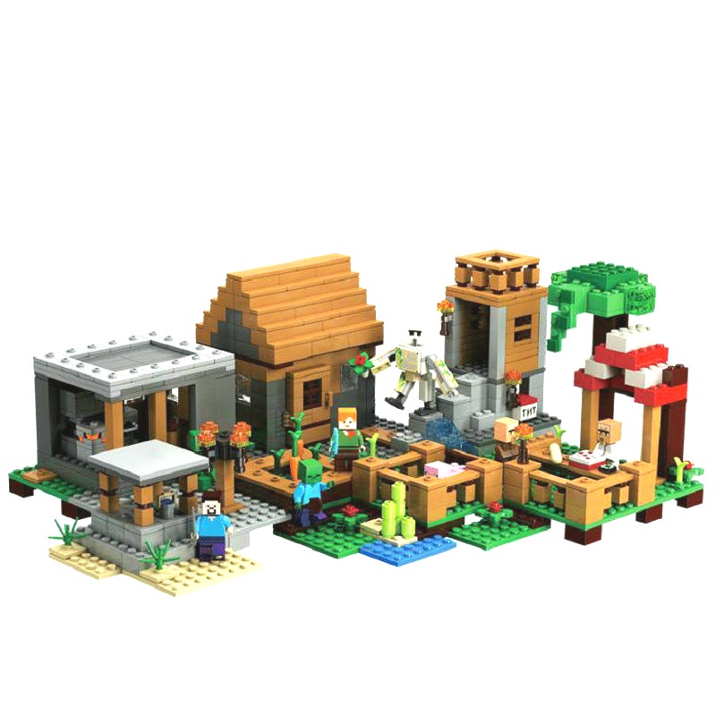 Minecraft Compatível The Village Edição Especial Blocos De Construção Com Steve My World House Set Brinquedos Para Crianças Presente De Natal