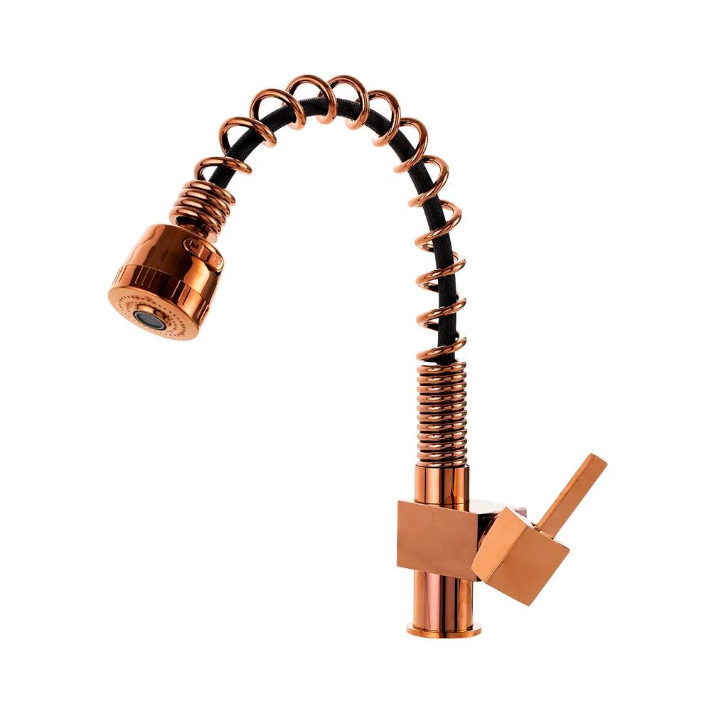 Torneira de cozinha Gourmet Misturador monocomando extensível Mamoré - Dourado Rose em Oferta na Shopee