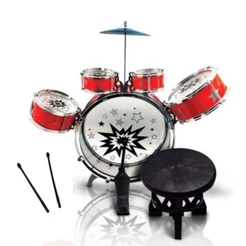 Mini bateria infantil completa com banquinho menino vermelho