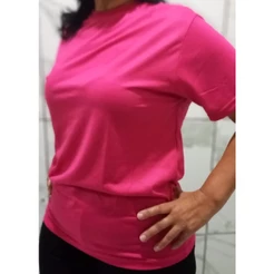 Camiseta Camisa Feminina Rosa Pink Tradicional Babylook