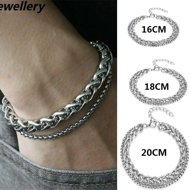 Hip Hop Rock Retro Moda Masculina Cubana Pulseira De Aço Inoxidável Acessórios De Jóias 16CM/18CM/21CM