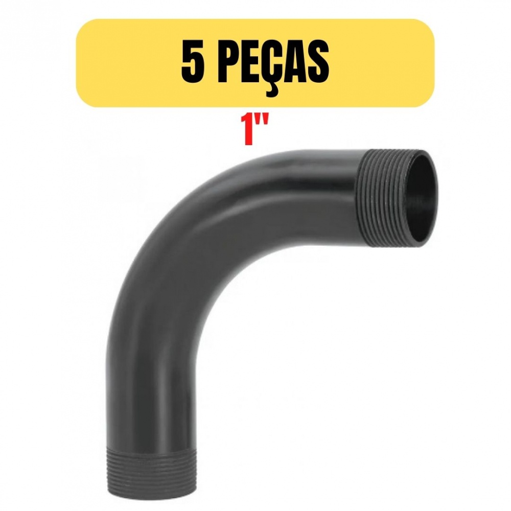 Kit 5 Curvas PVC Roscável Antichama 1" x 90° para Eletroduto Instalação Elétrica