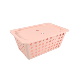 Cesta Organizadora Com Tampa Coza One 4,4 Litros 29,7 x 19,6 x 12,6 cm Rosa Blush