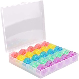 Caixa Organizador Box Estojo Plástico com 25 Bobinas Altas Coloridas Para Maquina de Costura Estojo de Bobina Alta