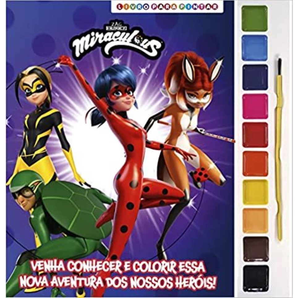 Livro para Pintar Miraculous Lady Bug com Aquarela