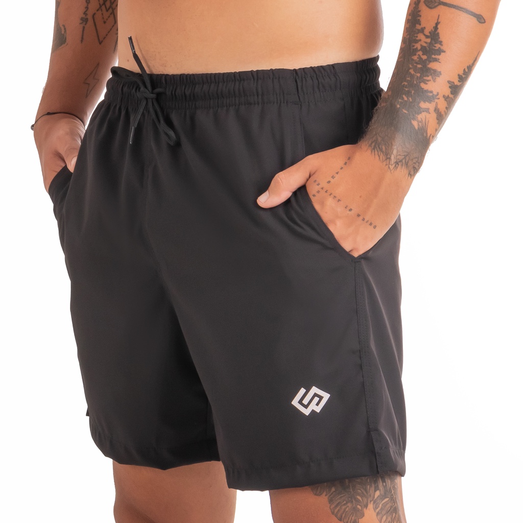 Short Bermuda Praia Casual Short Masculino Preto Mauricinho Original Com Elastano Premium