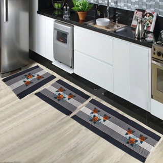 Passadeira Tapete Cozinha 3 Peças Estampado Decoração Algodão em Oferta na Shopee