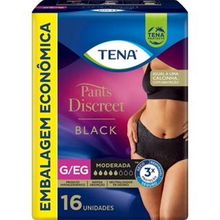 Calcinha Descartável Tena Pants Discreet Preta G/EG 16 Unidades em Oferta na Shopee