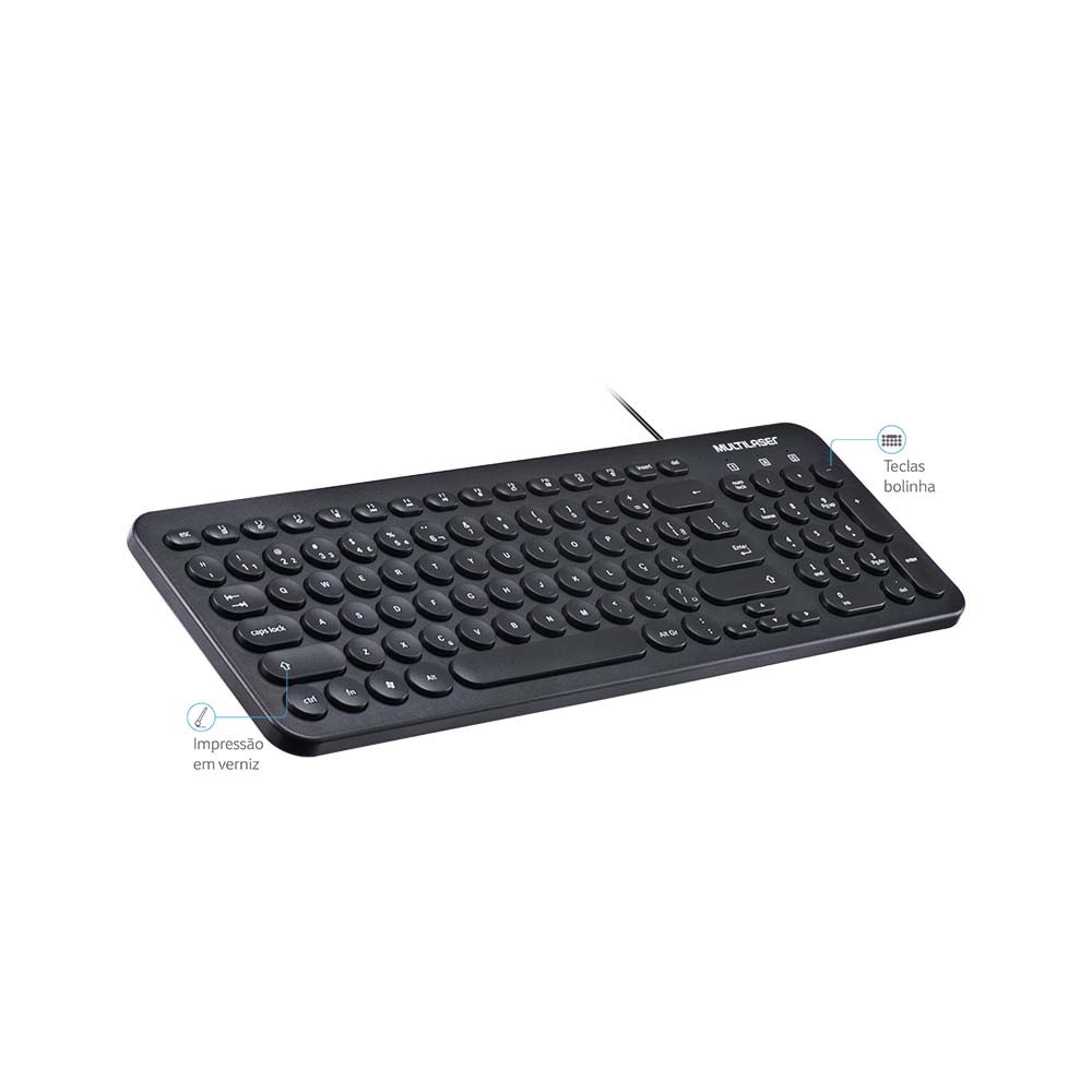 Teclado Multimídia Teclas Redondas Preto USB Multilaser - TC234 em Oferta na Shopee