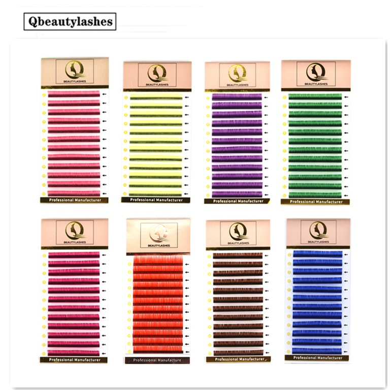 Qbeautylashes cílios coloridos  0,07mm 8-15mm cílios fio a fio  cilios para extensão Extensão de cílios