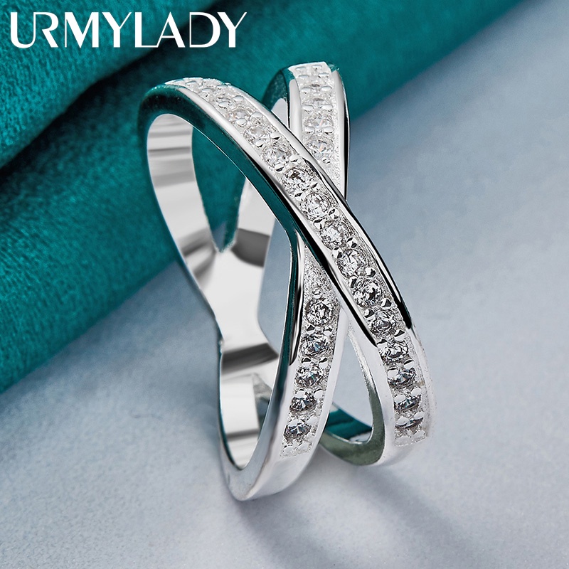URMYLADY 925 Bírculo Cruz De Prata 7-10 # Anel Para Mulheres Festa De Casamento Jóias De Encanto Da Moda