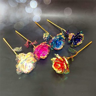 1un Flor Rosa polietileno = folheada ouro haste para decoração e dias maes , namorados, casamento casa e onde imaginar em Oferta na Shopee