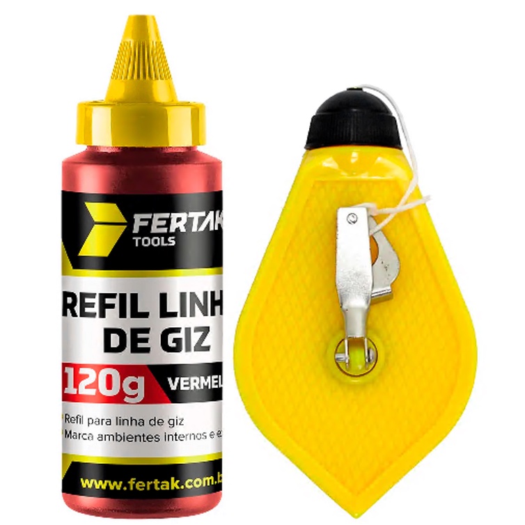 Kit Linha De Giz 15 Metros Para Marcação Uso Geral Com Refil Vermelho em Oferta na Shopee