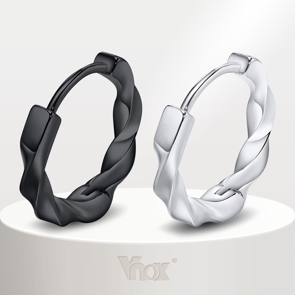 VNox Moda Masculina Brincos Punk Simples , Geométricos De Aço Inoxidável De Metal Jóias Para Homens em Oferta na Shopee