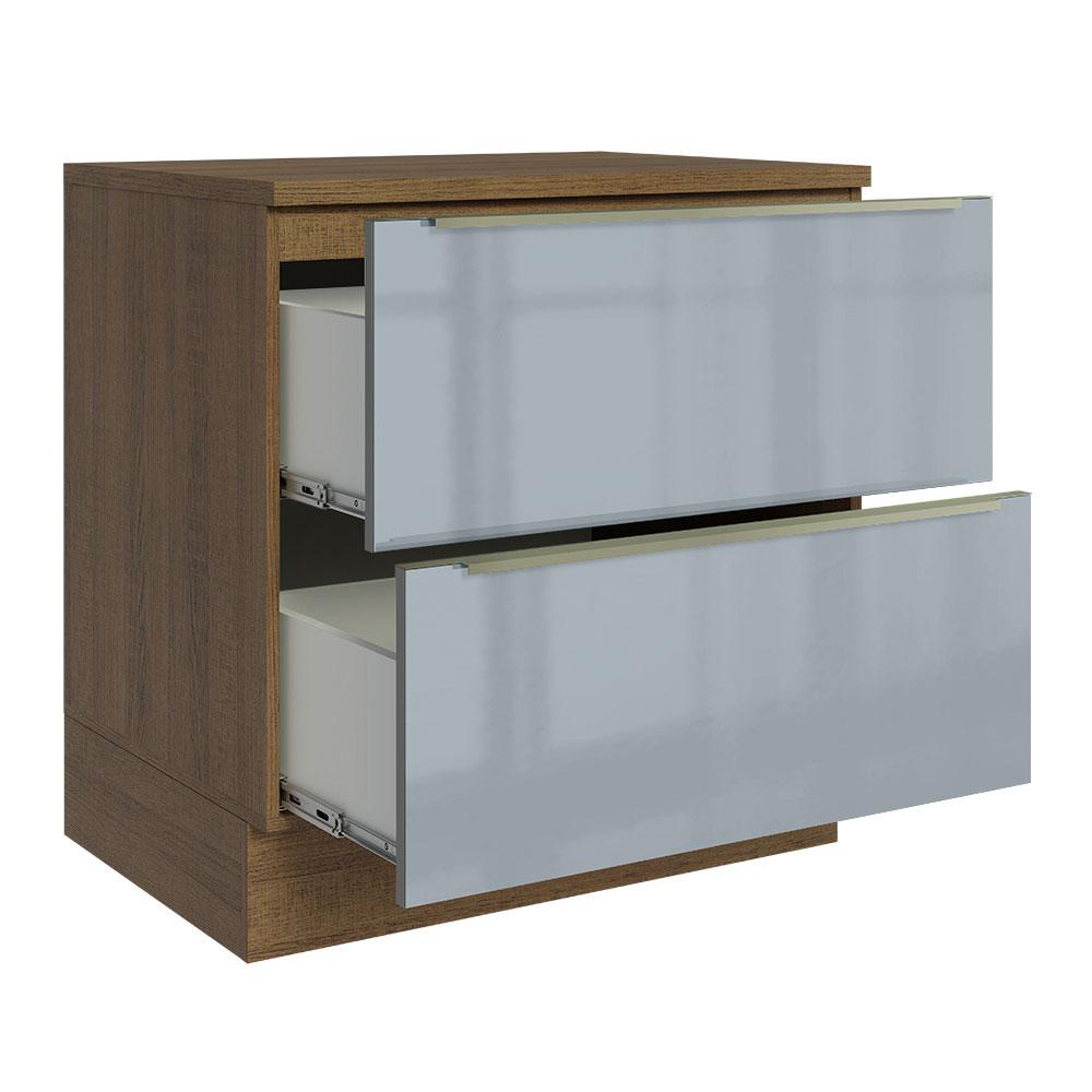 Detalhes do Balcão 80 cm 2 Gavetas Rustic/Cinza Lux Madesa