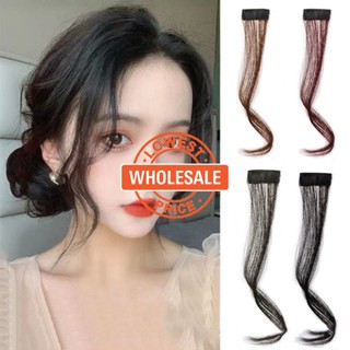 [Preço Por Atacado] Mulheres Coreana Fashion Dragon Beard Bangs Hair Piece Clip Real Natural Invisível Extensões De Cabelo Falsas Presilha De Franja Lateral Falsa Clipe