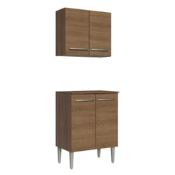 Kit Armário de Cozinha 4 Portas com Armário Aéreo e Balcão Emilly Madesa