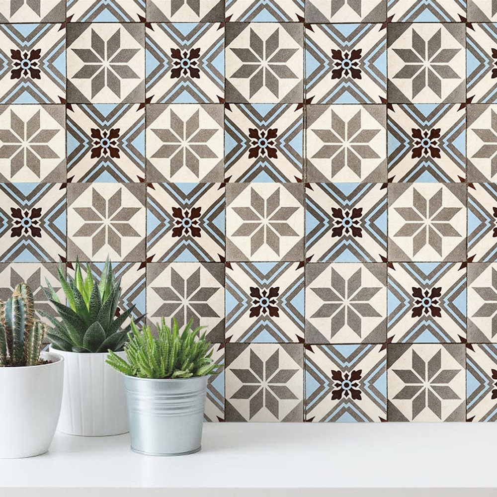 Papel Adesivo de Parede Azulejo Azul Verde Para Cozinha Azulejo Português Para Cozinha Banheiro 6m