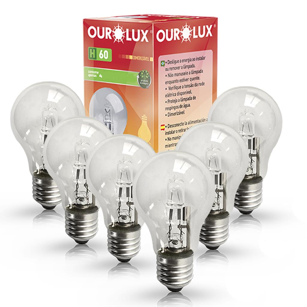 Kit 6 Lampadas Halogena Bulbo H100 70w 220v E27 2800K em Oferta na Shopee