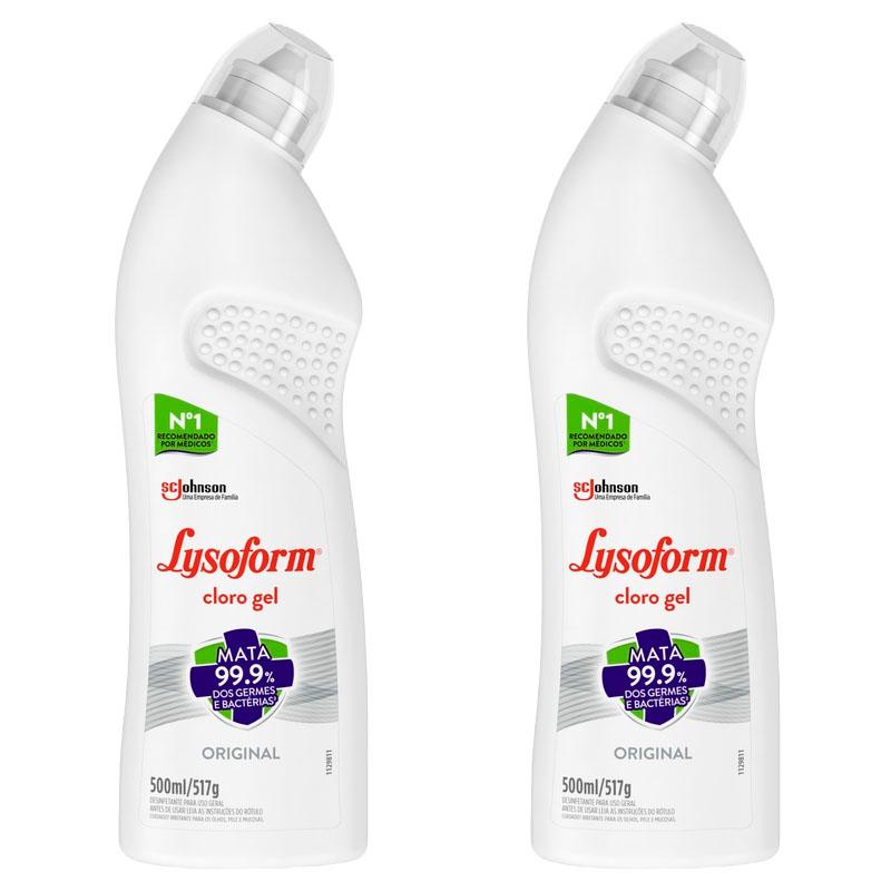 Kit 2 Desinfetante Lysoform Uso Geral Cloro em Gel Original 500ml em Oferta na Shopee