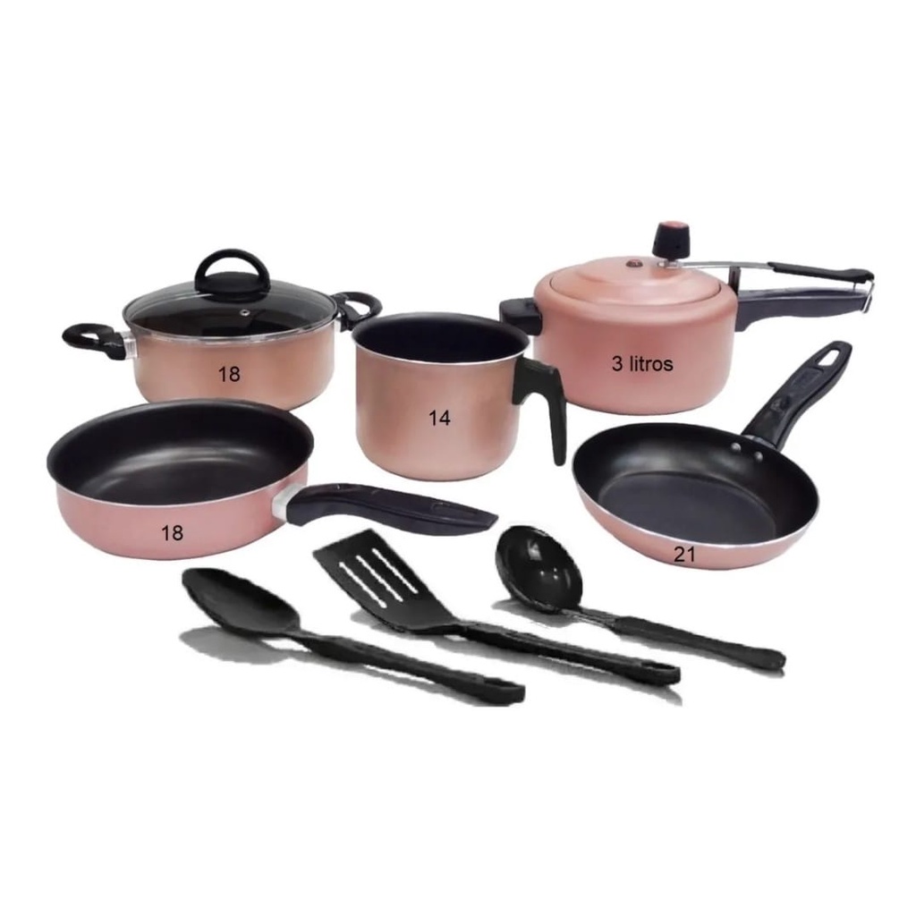 Conjunto de Panelas 8 Peças Com Panela de Pressão