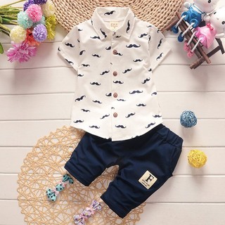 Novo Fato Fofo De Verão De Menino Estampado De Manga Curta Estampada + Shorts Roupa De Bebê De Algodão Para Crianças em Oferta na Shopee