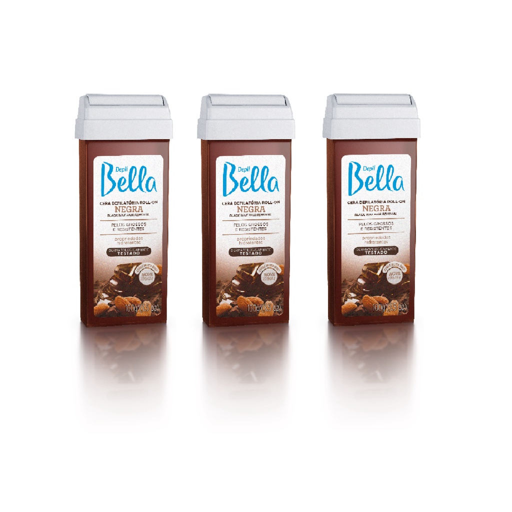 3 Refil Cera Depilatória Negra 100g - Depil Bella