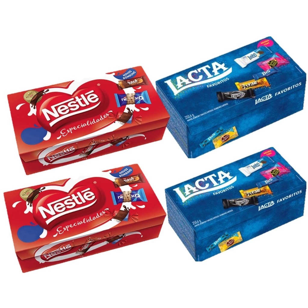 Kit C/4 Caixas De Bombom Especialidades - 2 Cxs Nestle E 2 Cxs Lacta