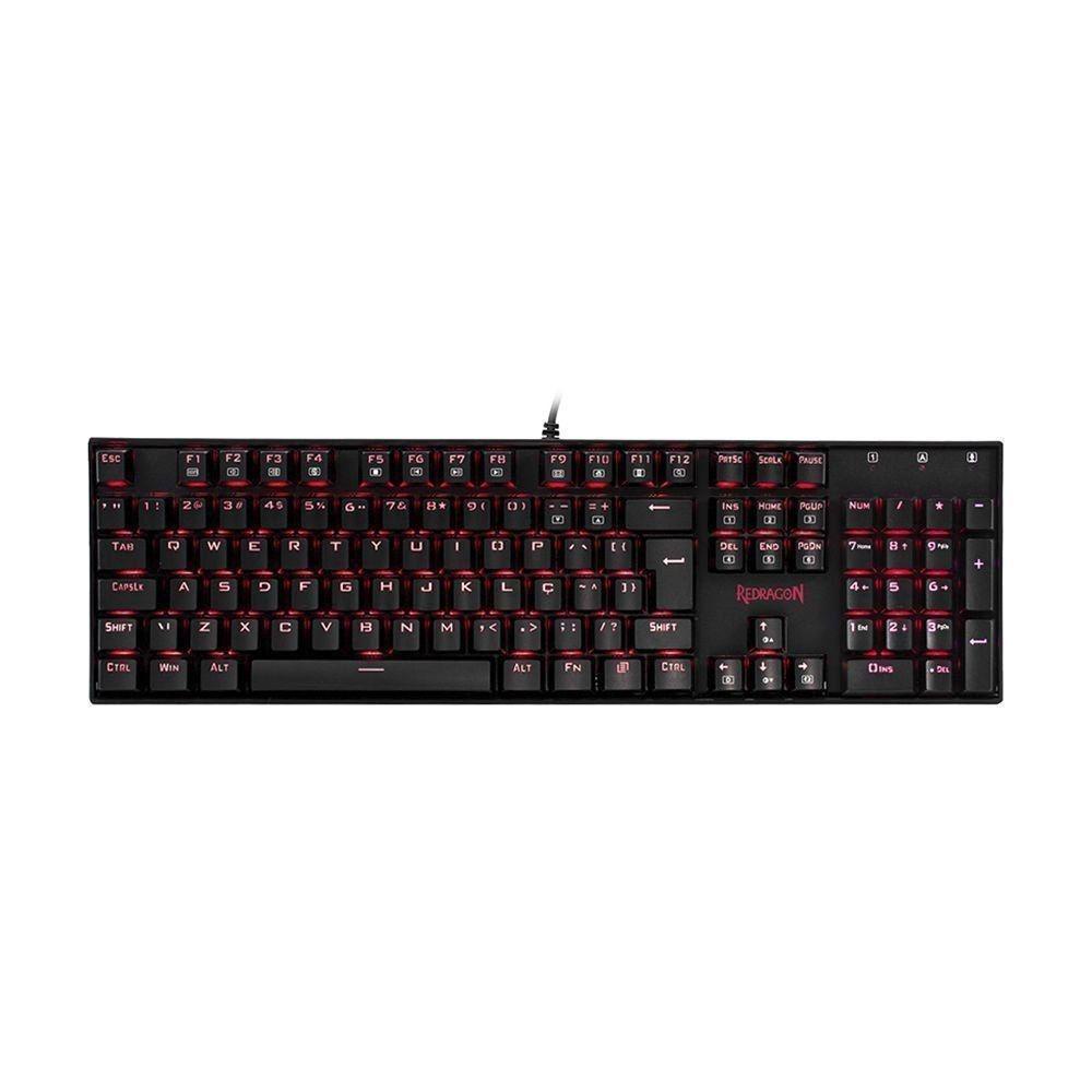 TECLADO MECANICO USB GAMER MITRA VERMELHO SWITCH OUTEMU BLUE REDRAGON K551-1 PRETO