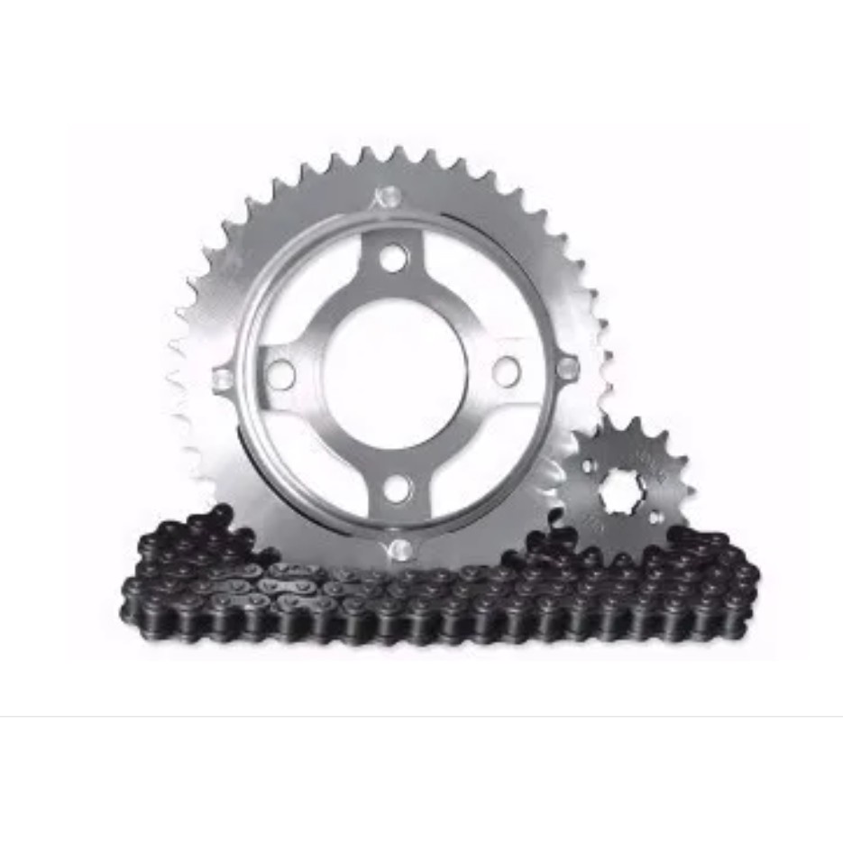 Kit relação transmissao yamaha crypton 105cc em aço 1045 coroa corrente com H e pinhão maxxpremium - 70585