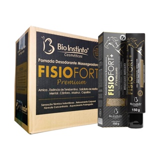 12 Pomadas Desodorante Massageadora Fisiofort Premium Preta 150g (Nova Embalagem) - Bio Instinto
