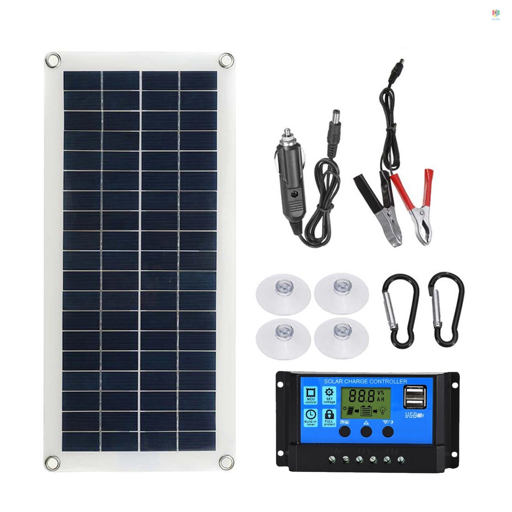 Toelbr Kit De Painel Flexível Solar Portátil De 300W 12/24V Interruptor USB Interface De Carregamento Placa Com Controle Células Solares À Prova D'água Para Carro De RV Telefônico