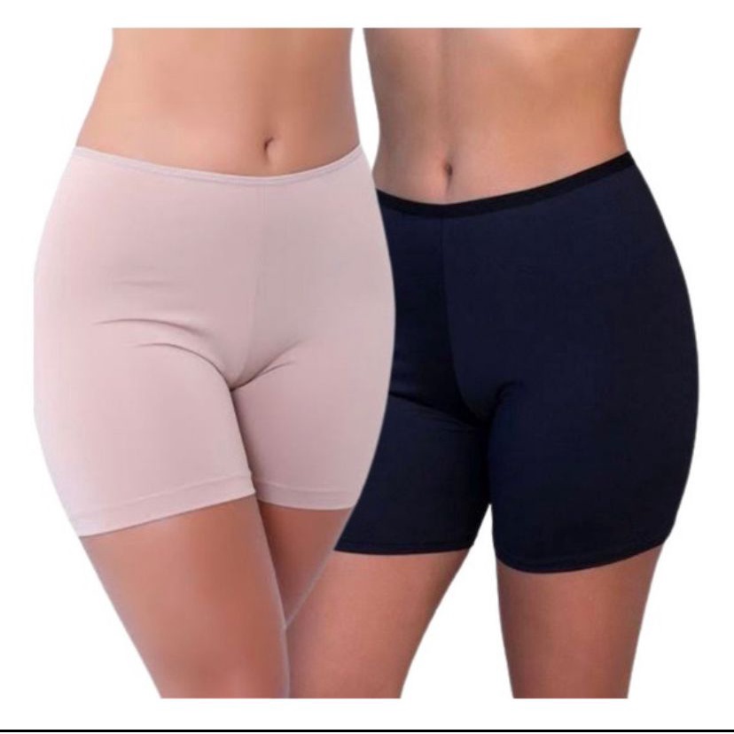 Kit com 4 ou 2 Short Anágua Segunda Pele Liso Sob Vestido Perna Cumprida Cores Neutras Evangelica
